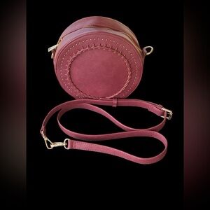 Moda Luxe Circle Burgundy Crossbody Purse Studded Knotted Unique Design